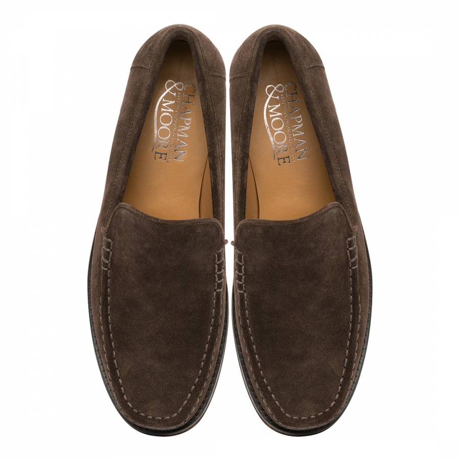 Chocolate Plain Suede Leather Moc Loafers - BrandAlley