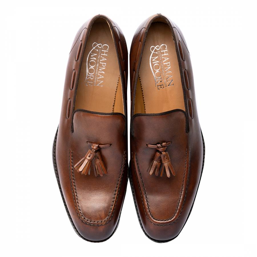 Chocolate Leather Tassel Loafers - BrandAlley