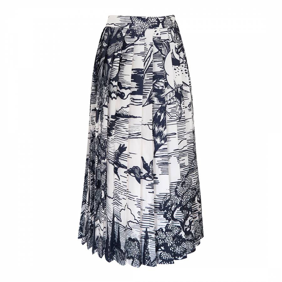 Forest/Midnight Pleated Print Skirt - BrandAlley
