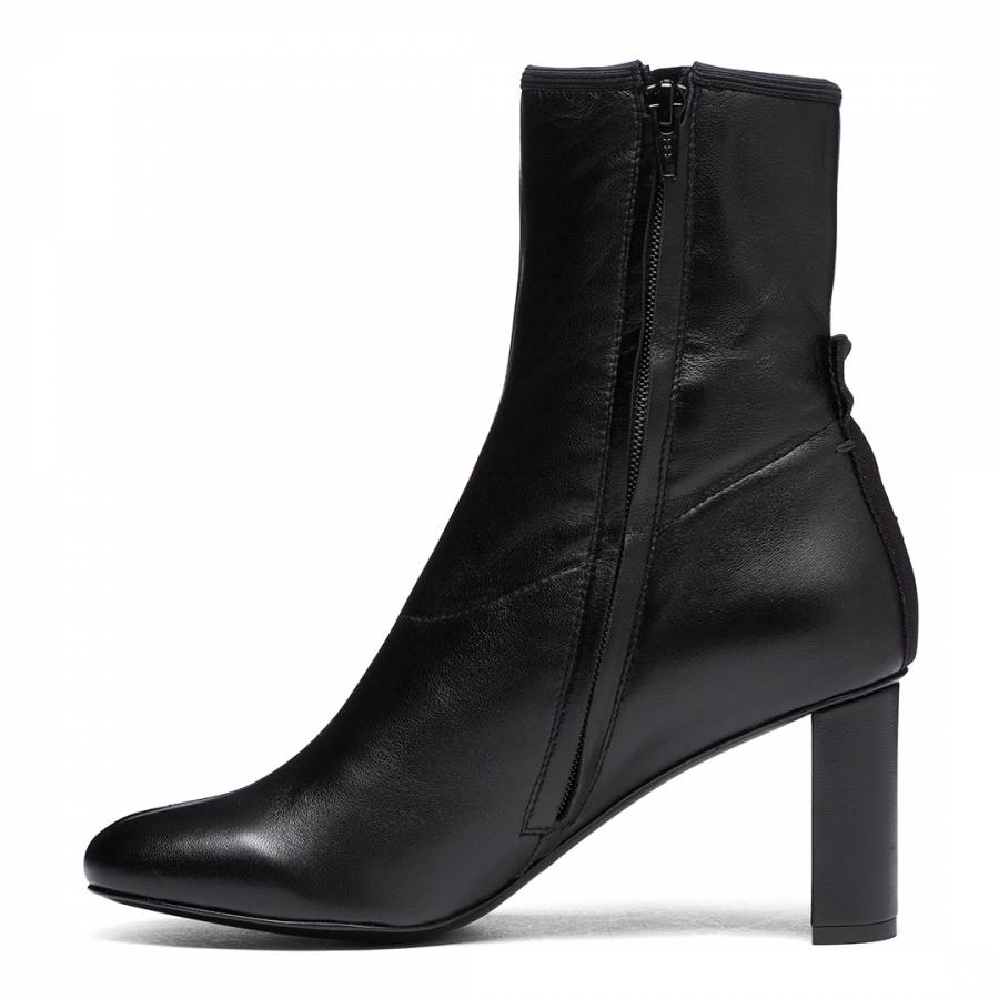 Black Leather Ankle Booties - BrandAlley
