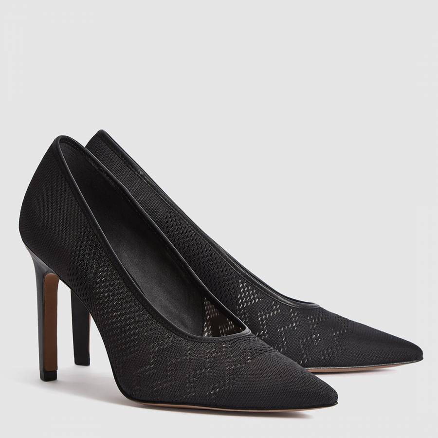 Black Zena Mesh Leather Court Shoes - BrandAlley
