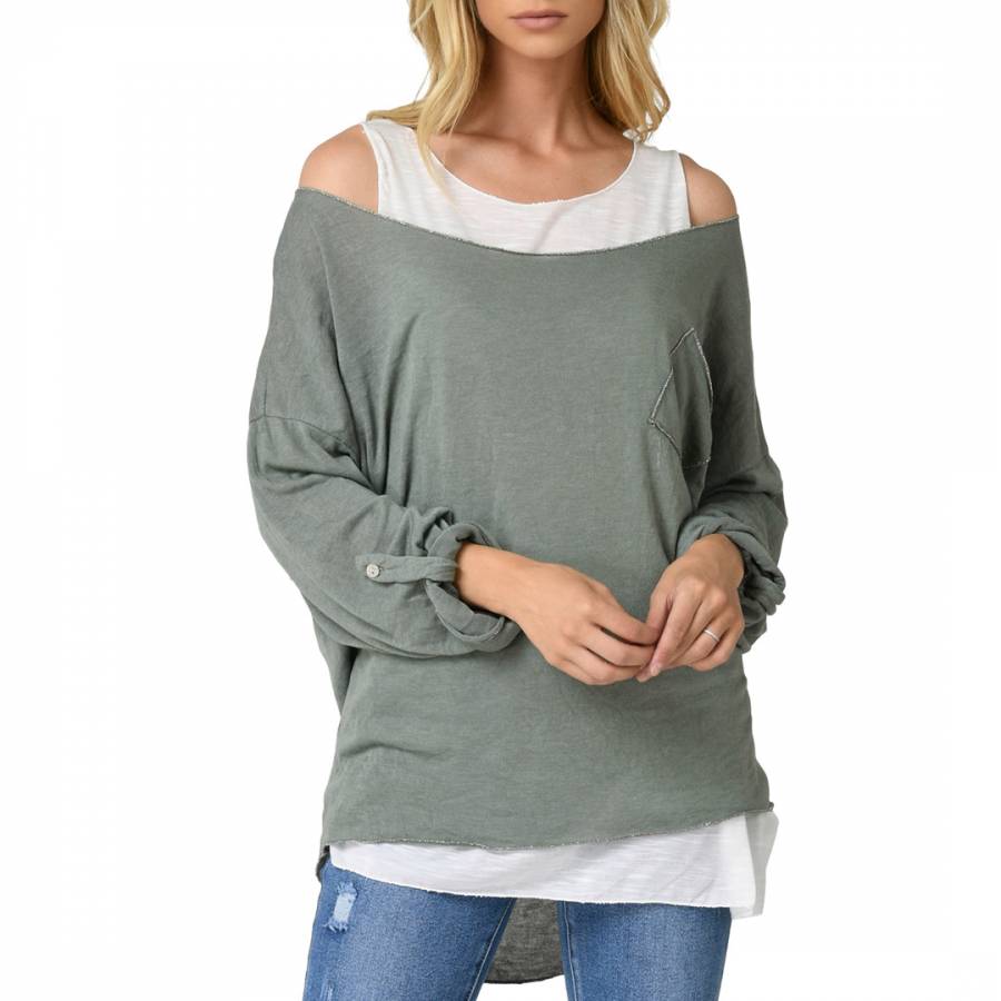 Green Oversized Jumper With Attached Tank - BrandAlley