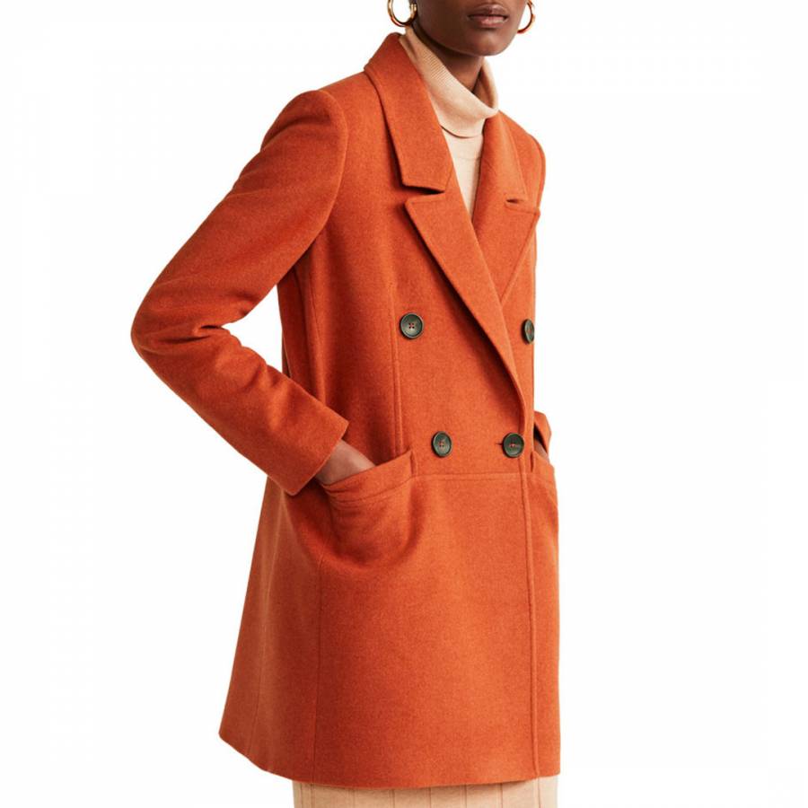 Orange Structured Wool Coat - BrandAlley
