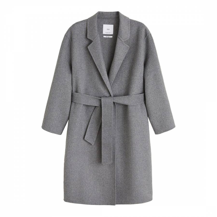 Grey Belted Wool Coat - BrandAlley