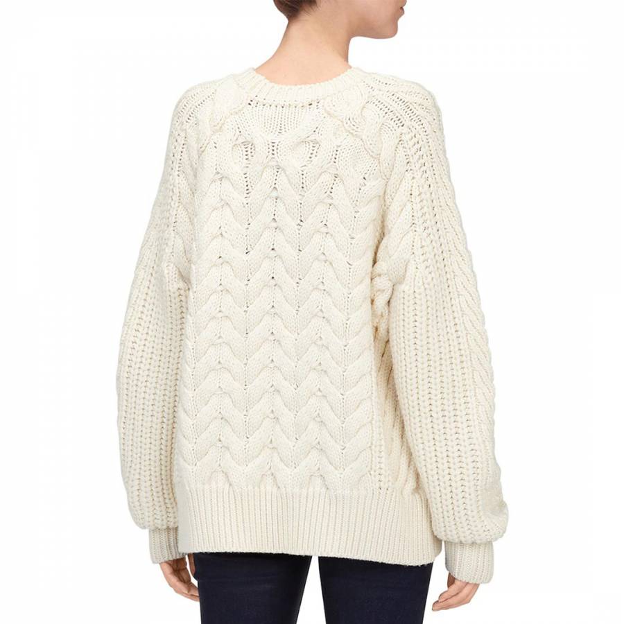 Off White Chunky Cable Wool Jumper - BrandAlley