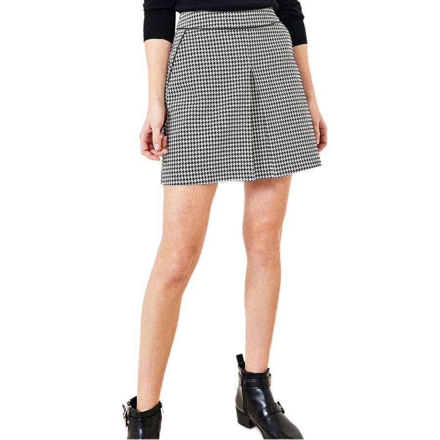 Black/White Dogtooth Pleat Mini Skirt - BrandAlley