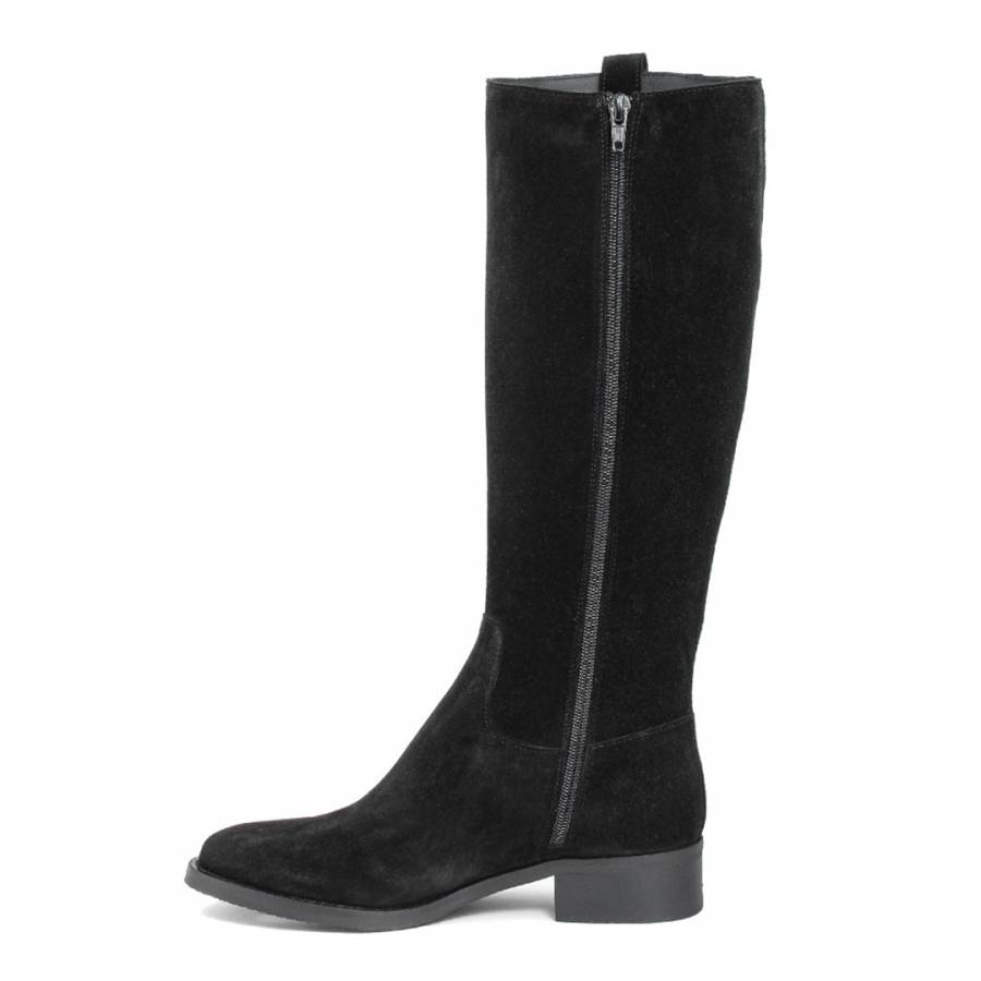 Black Suede Mid Calf Boots - BrandAlley