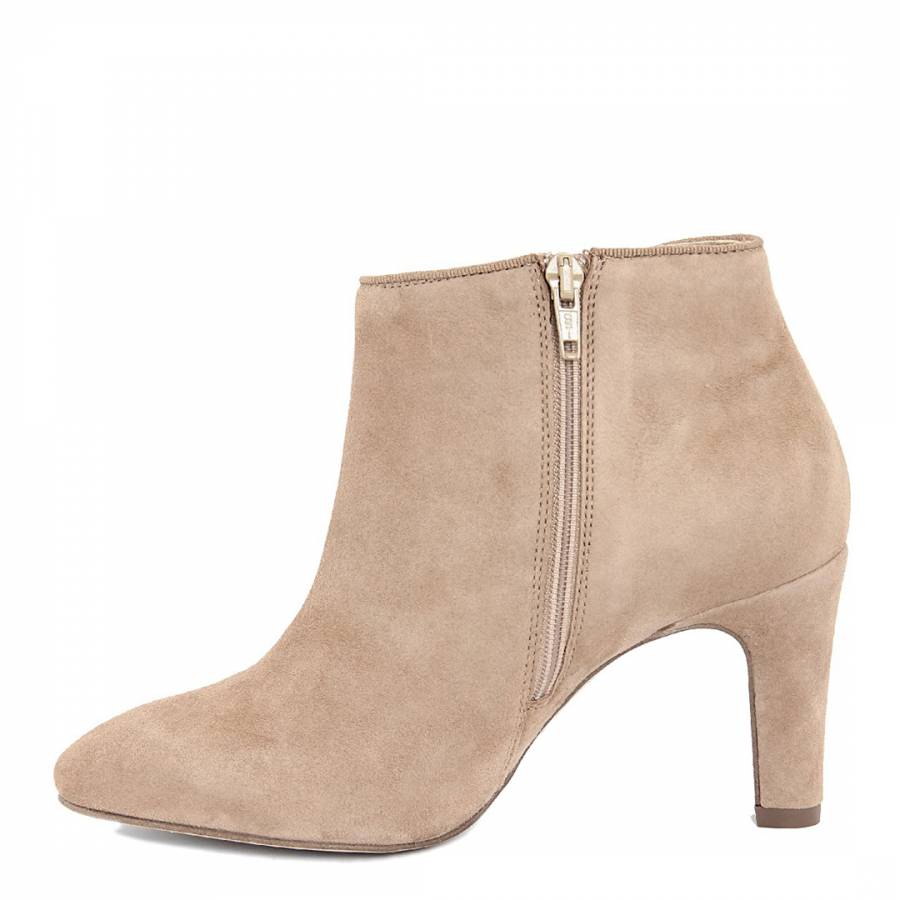 Cream Suede Heeled Ankle Boots - BrandAlley