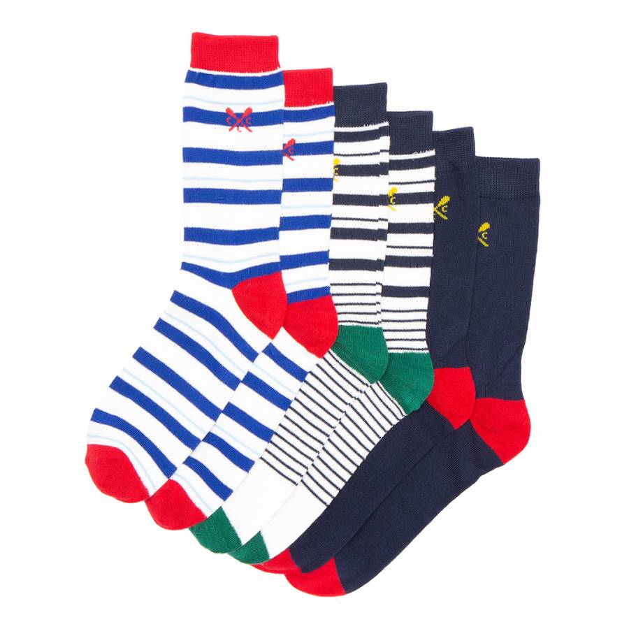 Multi 3 Pack Stripe Socks - BrandAlley
