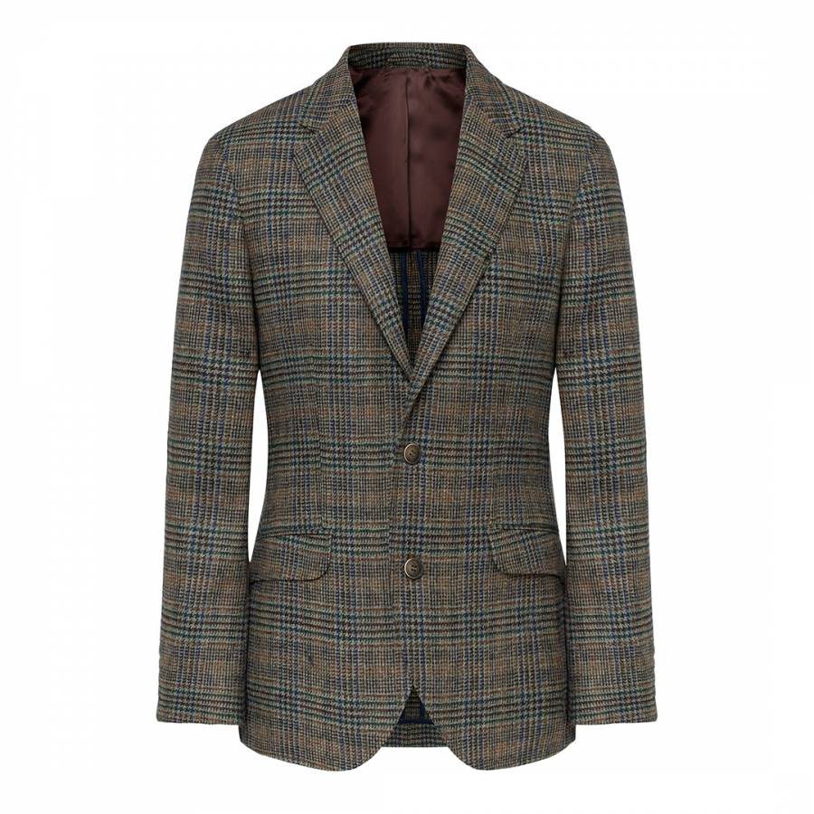 Green Tweed Check Tailored Wool Jacket - BrandAlley