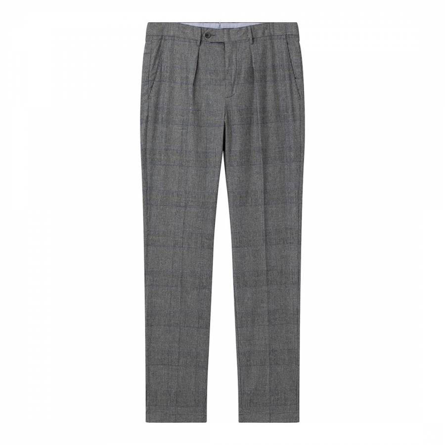 Charcoal Check Wool Trousers - BrandAlley