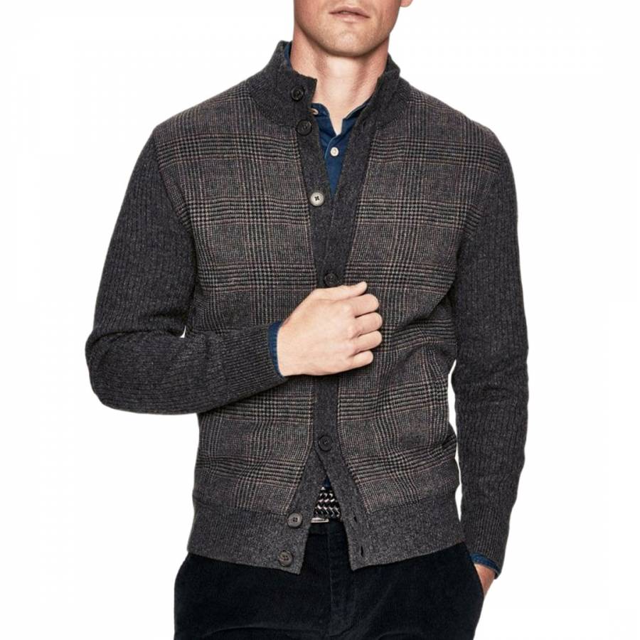 Charcoal Tweed Front Wool Jacket - BrandAlley