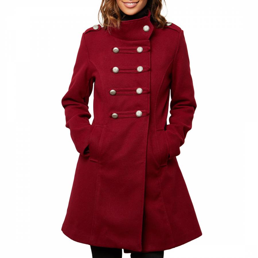 Brown Wool Blend Buttoned Coat - BrandAlley