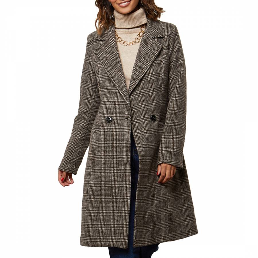 Brown Wool Blend Single Buttoned Coat - BrandAlley