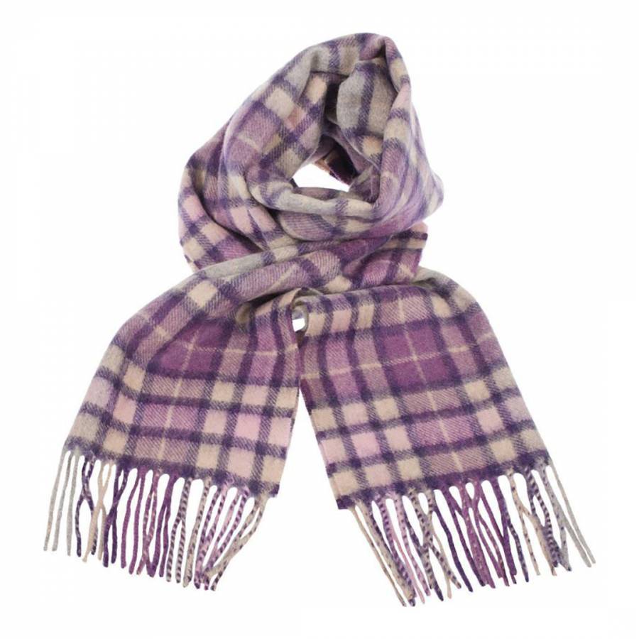 Pink Green Winter Check Cashmere Scarf - BrandAlley