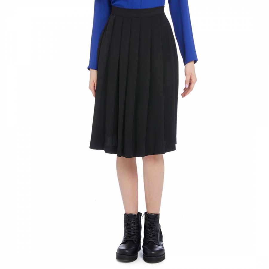 Black Pleated Knee Length Skirt - BrandAlley