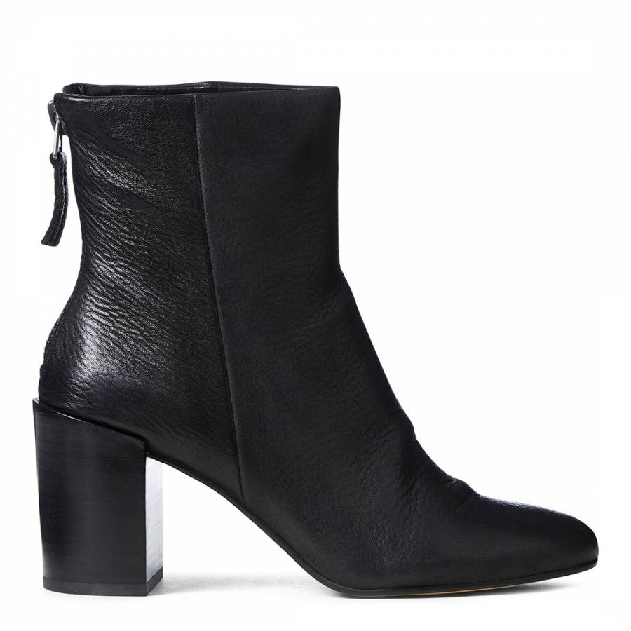 Black Cyan Leather Ankle Boot - BrandAlley