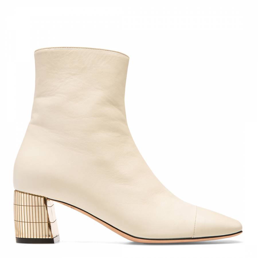 Cream Emme Leather Ankle Boots - BrandAlley