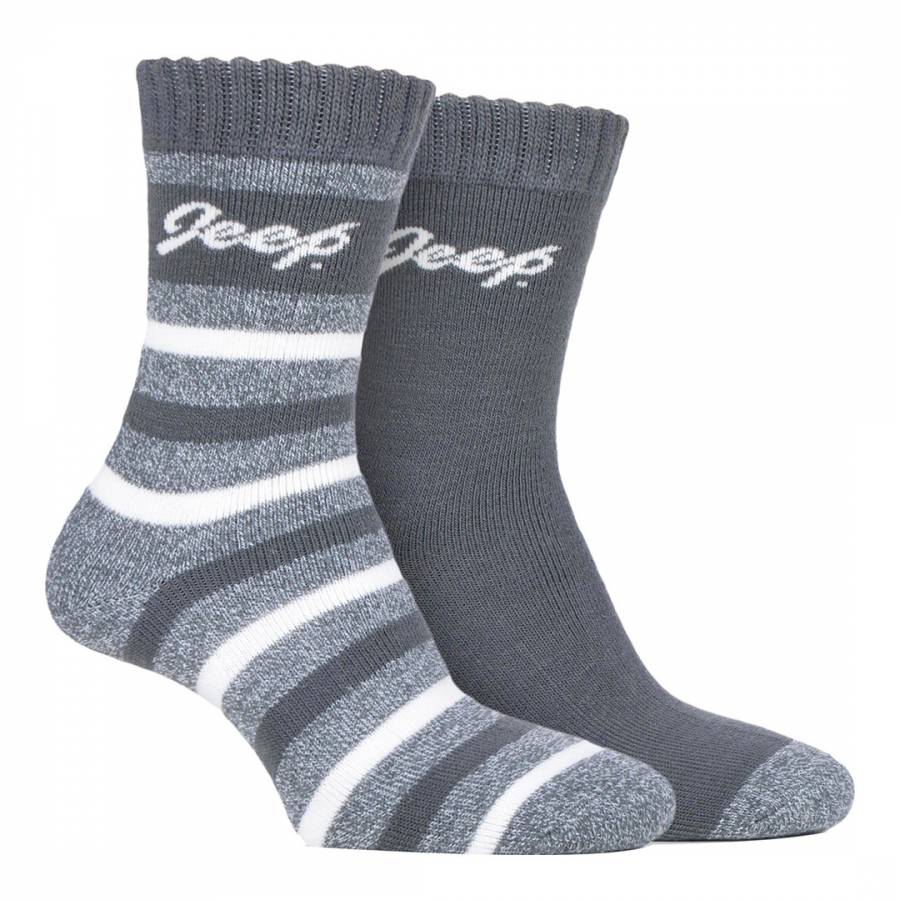 Grey 2 Pack Jeep Brushed Thermal Boot Sock - BrandAlley