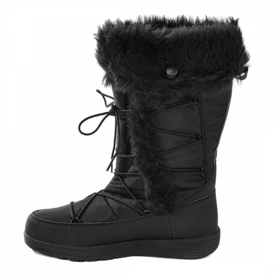 Black Cazis Fleece Lined Snow Boots - BrandAlley