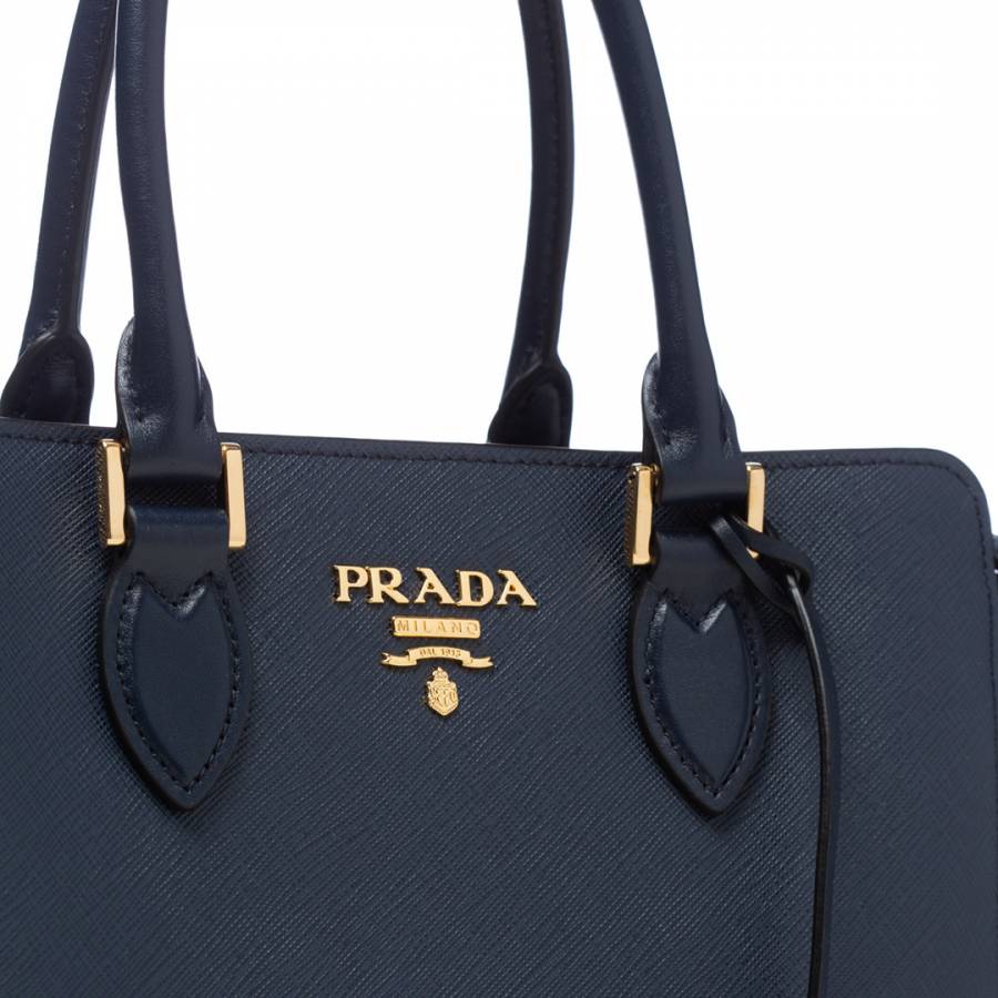 Navy Large Leather Tote Bag - BrandAlley