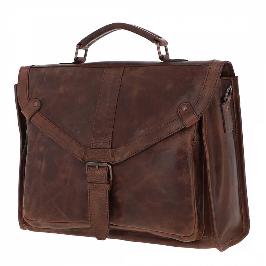 Tan Leather Briefcase - BrandAlley