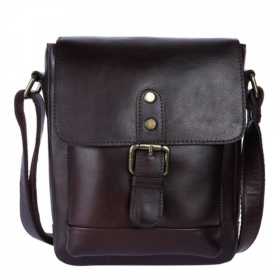 Brown Leather Small Body Bag - BrandAlley