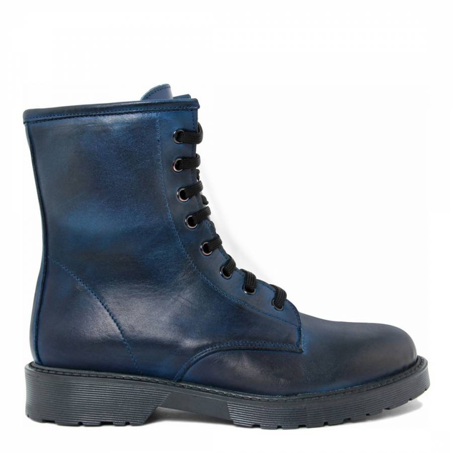 Blue Leather Marty Ankle Boots - BrandAlley