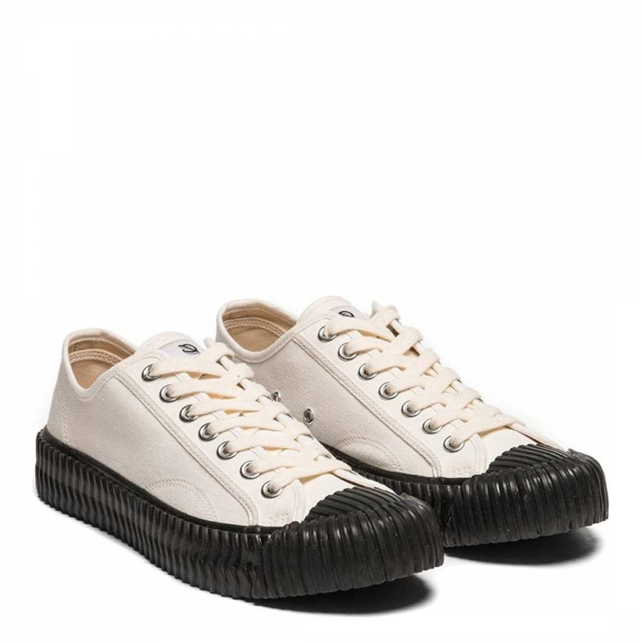 Canvas White with Black Sole Low Sneakers - BrandAlley