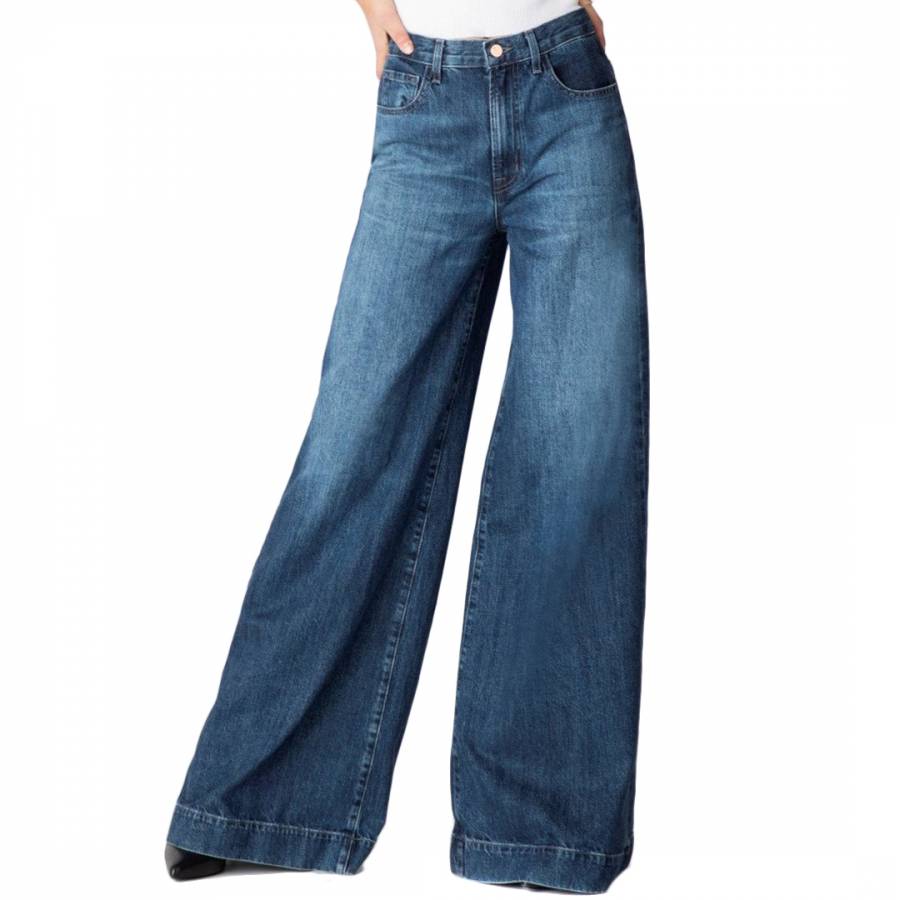 Mid Blue Thelma Super Wide Leg Jeans - BrandAlley