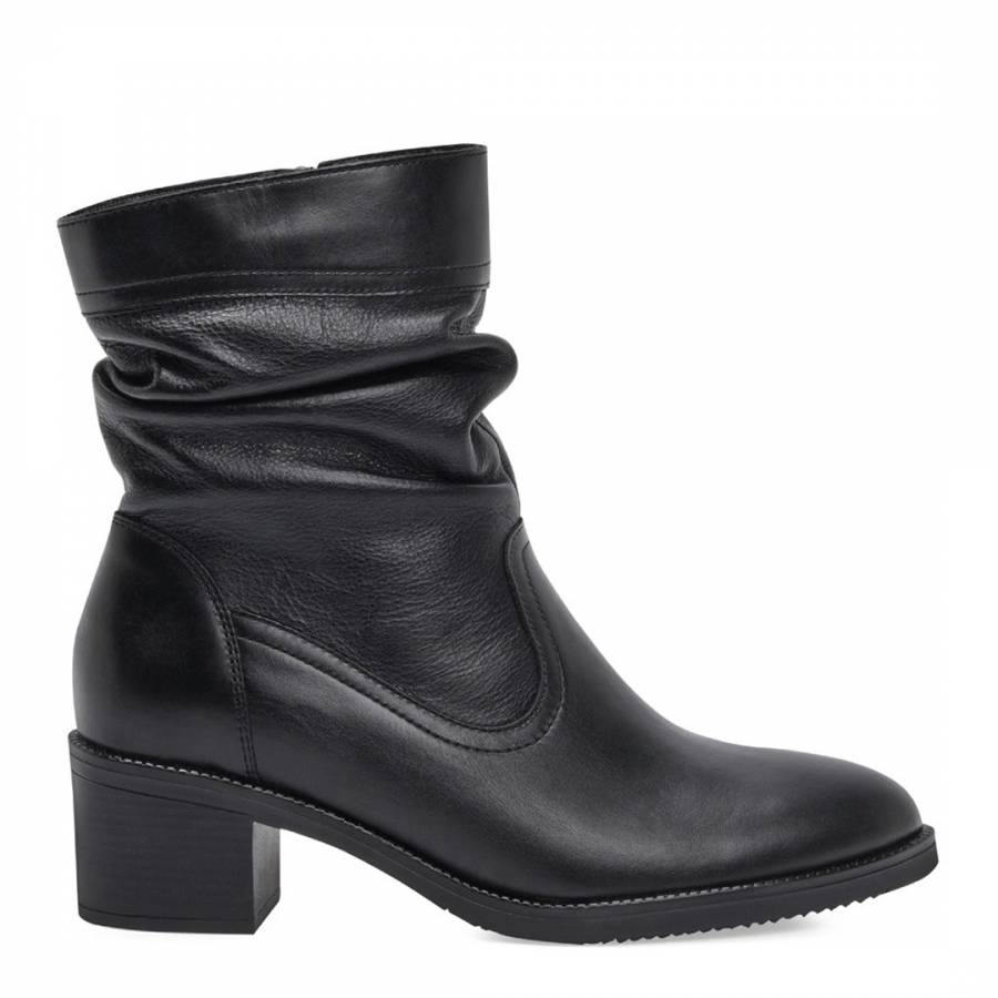 Black Mid Calf Slouchy Leather Boots - BrandAlley