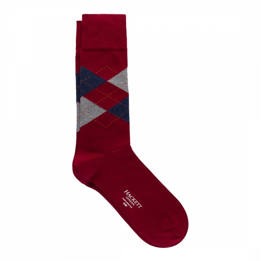 Red Argyle Pattern Socks - BrandAlley