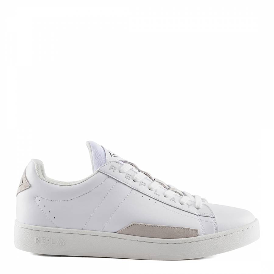 White Basic Lace Up Leather Sneakers - BrandAlley