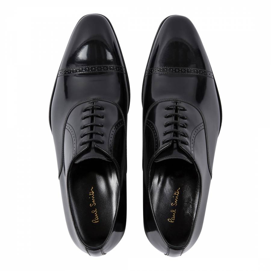 Black Leather Lord Oxford Shoes - BrandAlley