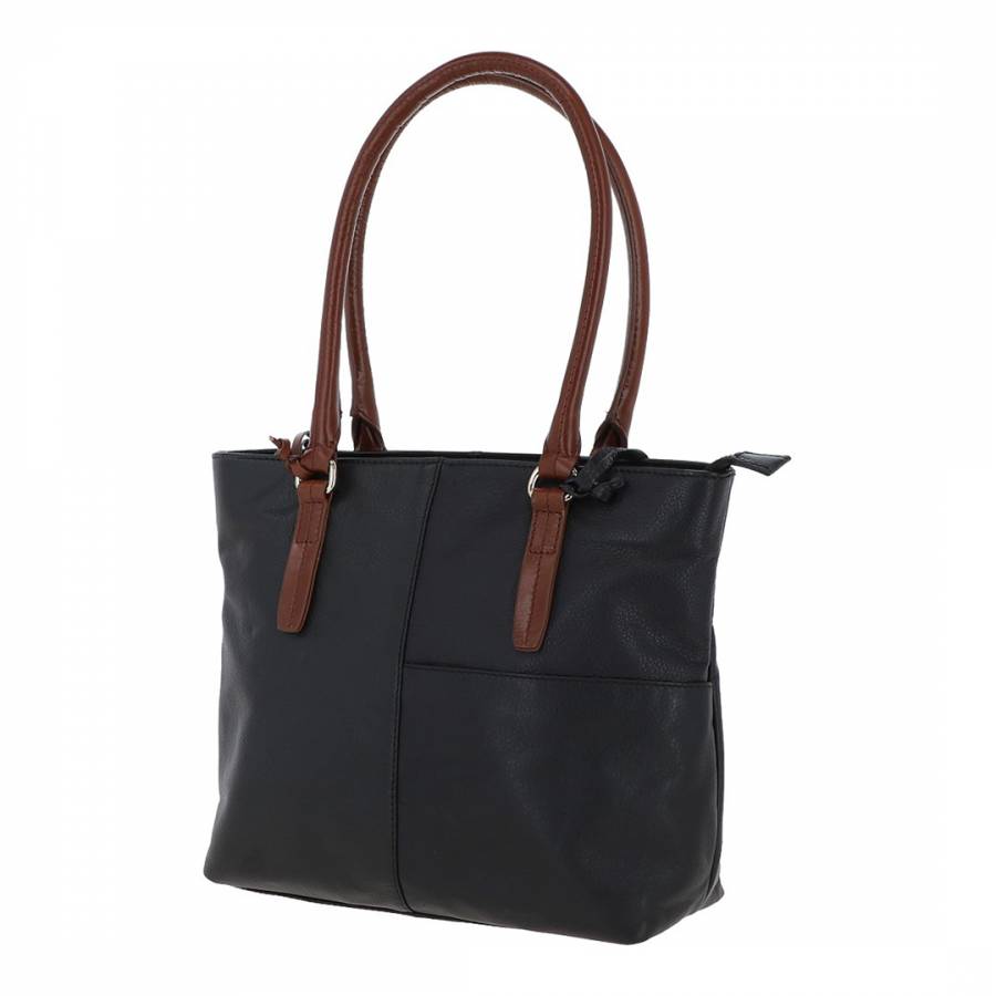 Black/Tan Leather Shoulder Bag - BrandAlley