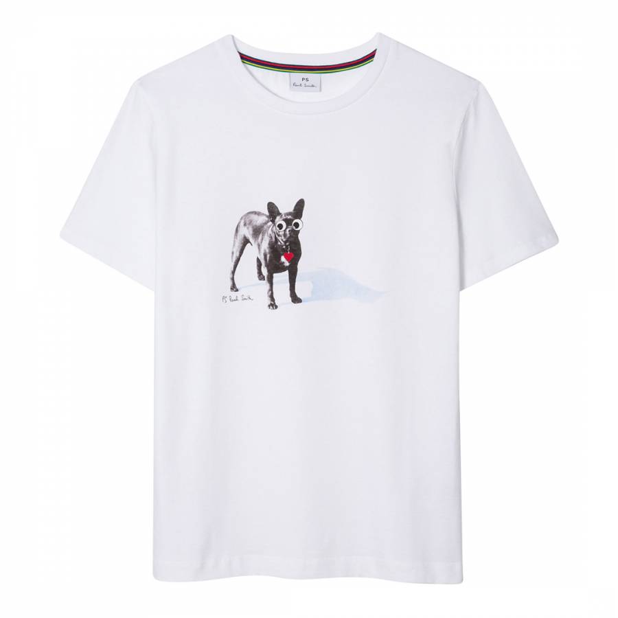 White Printed Dog Cotton T-Shirt - BrandAlley