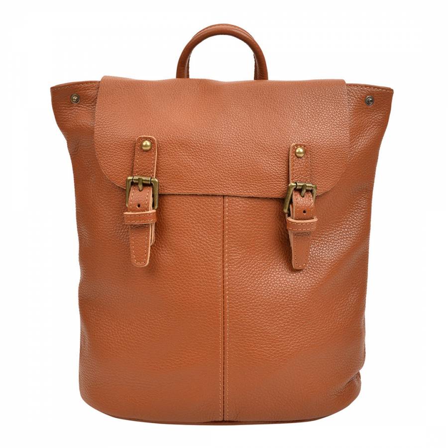 Cognac Leather Backpack - BrandAlley