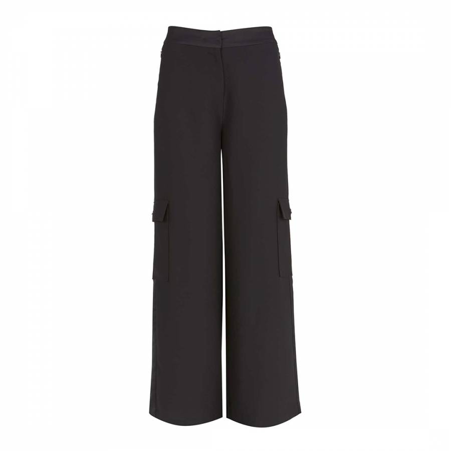 Black Wide Utility Trousers - BrandAlley