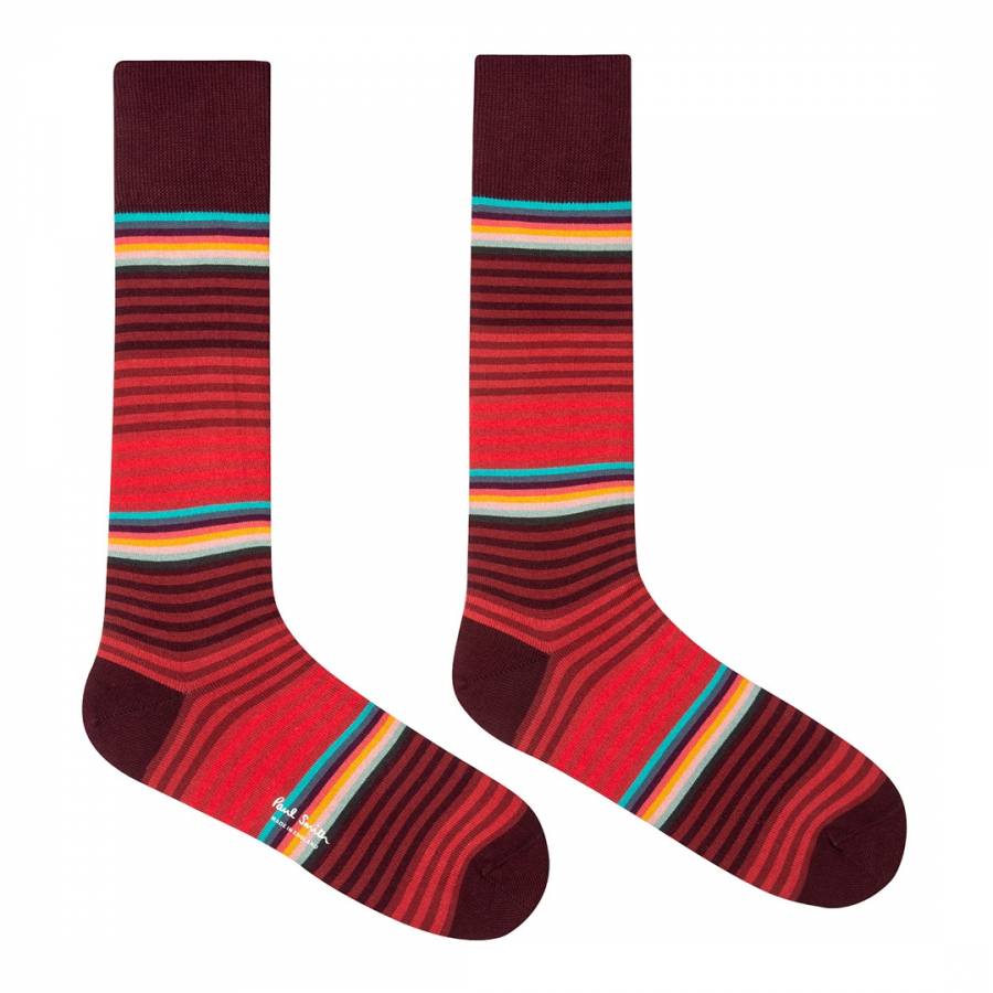 Red/Multi Graded Block Socks - BrandAlley