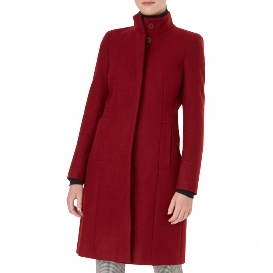 Red Athena Wool Blend Coat - BrandAlley