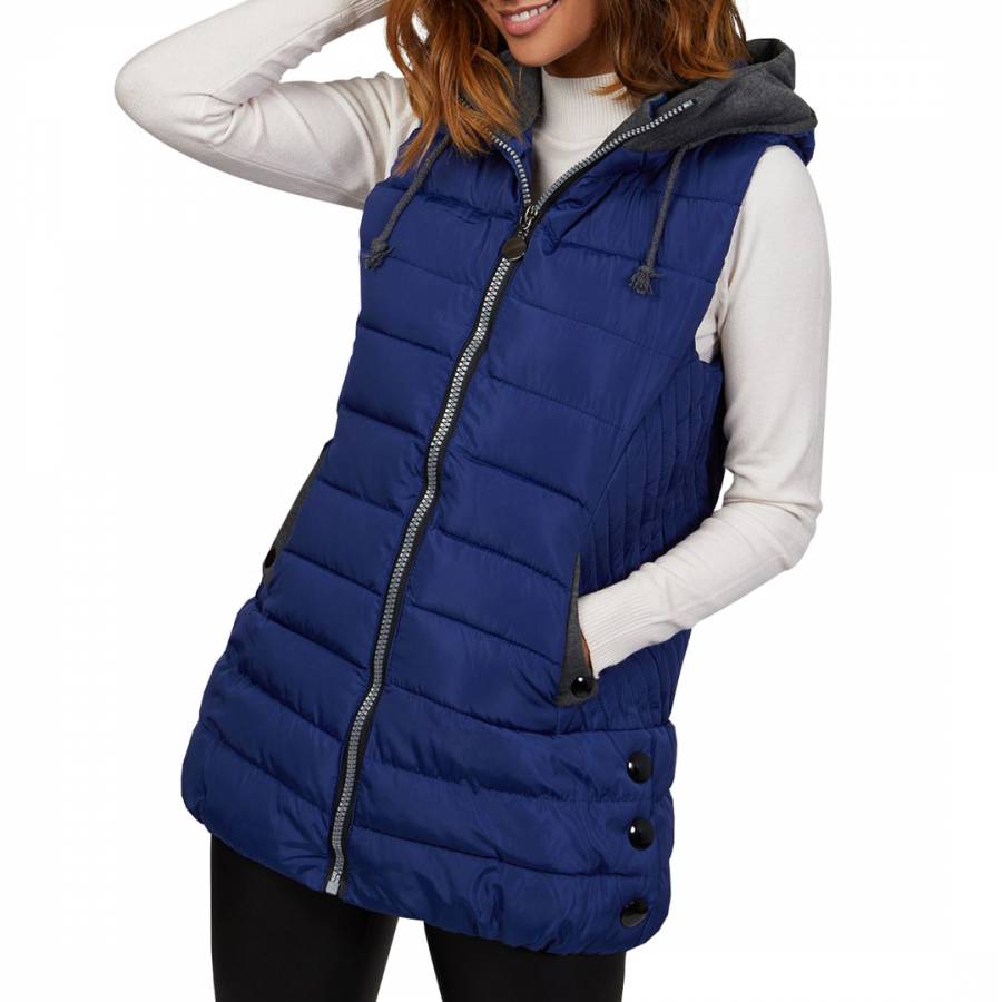 Royal Blue Quilted Hooded Gilet - BrandAlley
