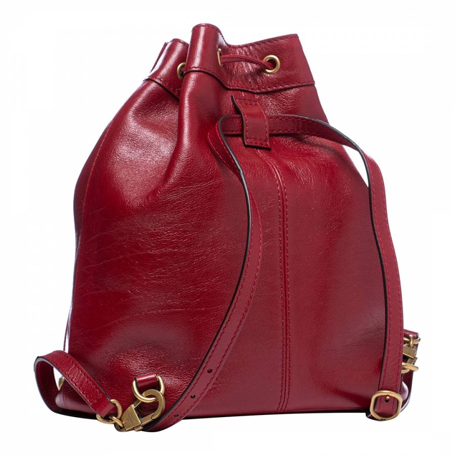 Dark Red Leather Backpack - BrandAlley