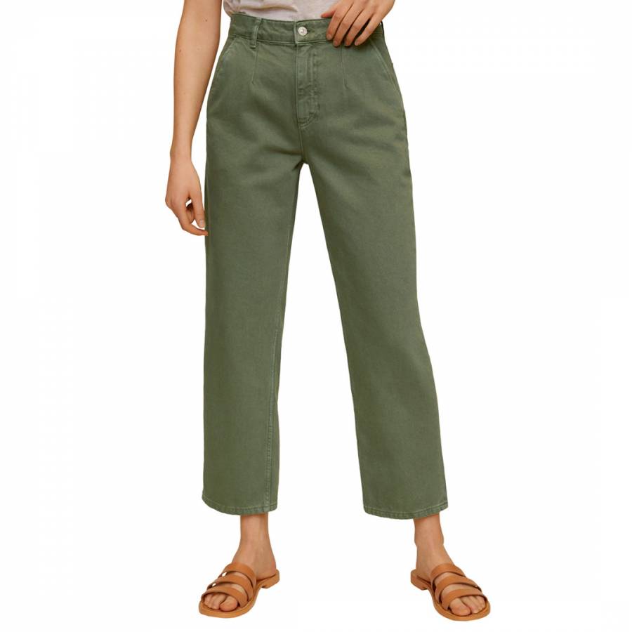 Green Cropped Darts Jeans - BrandAlley