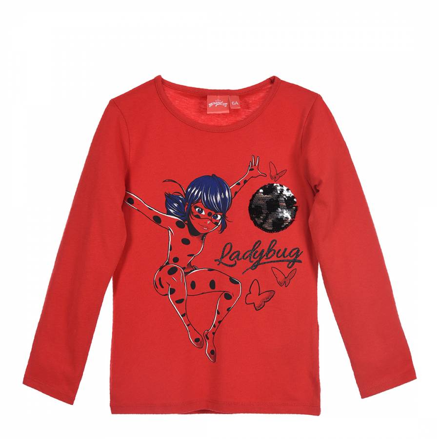 Kid's Red Miraculous Ladybug Sequin T-Shirt - BrandAlley
