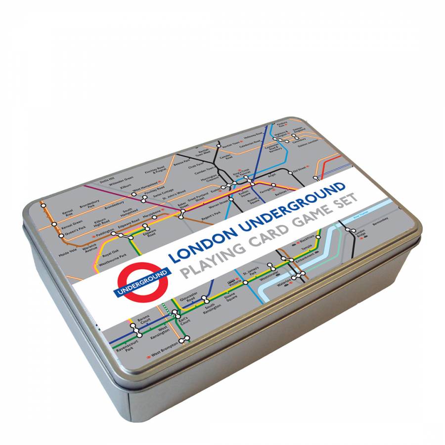 Silver London Underground Playing Card Dice Set In Tin Brandalley