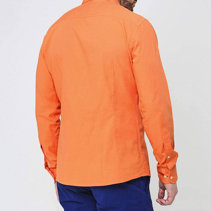 Orange Garment Dye Slim Oxford Shirt - BrandAlley