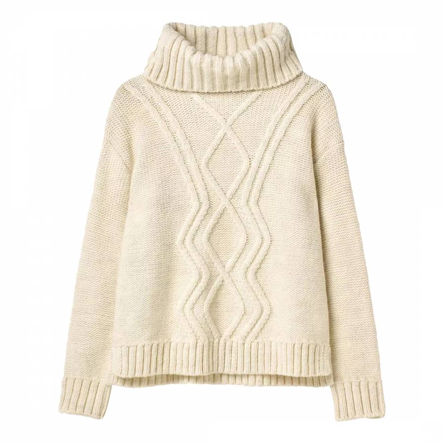 White Cable Wool Jumper - BrandAlley