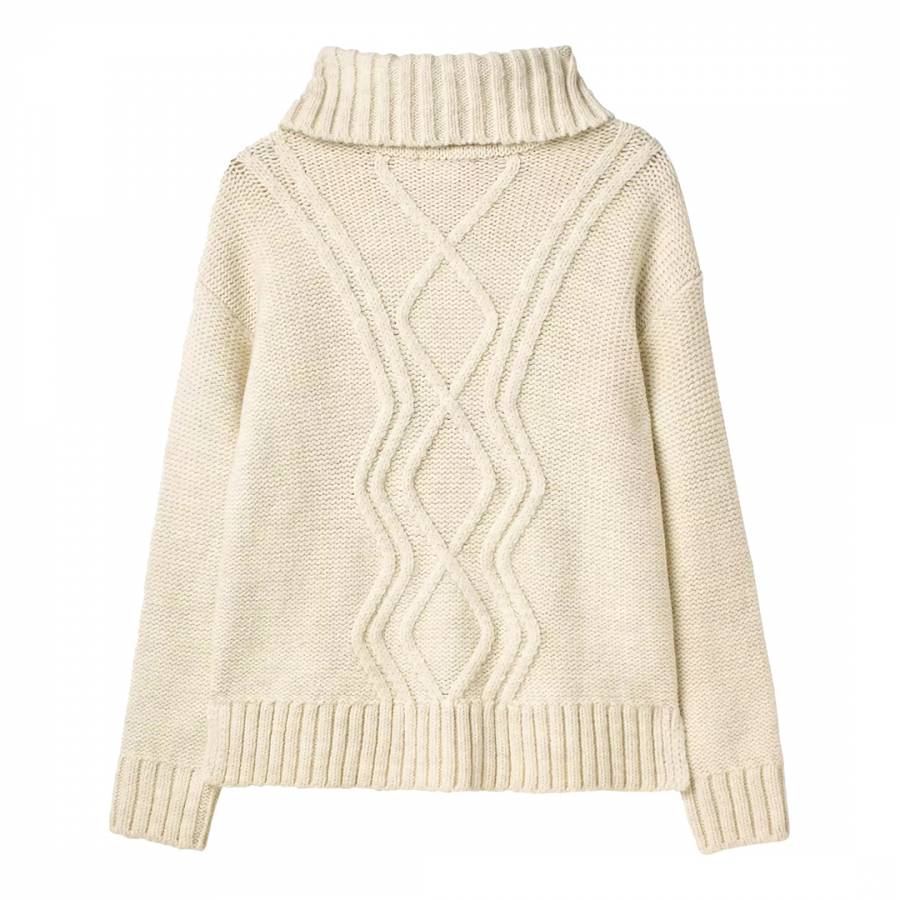 White Cable Wool Jumper - BrandAlley