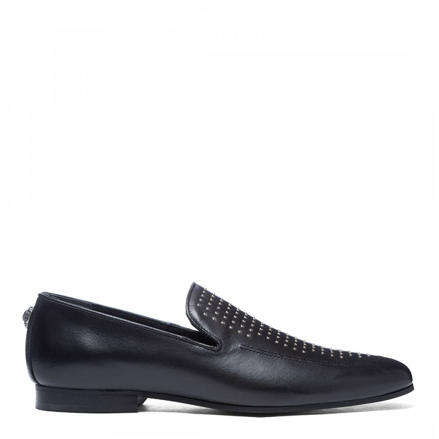 Black Leather Palermo Stud Shoes - BrandAlley