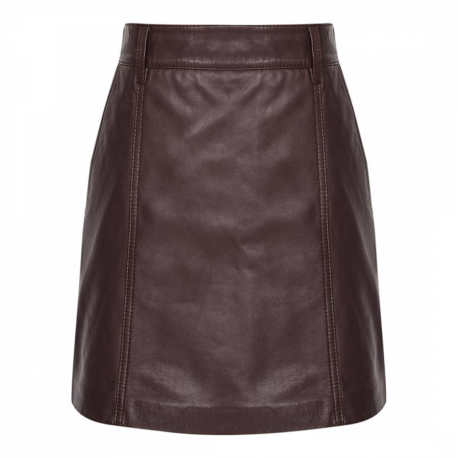 Oxblood Mimi Leather Skirt - BrandAlley